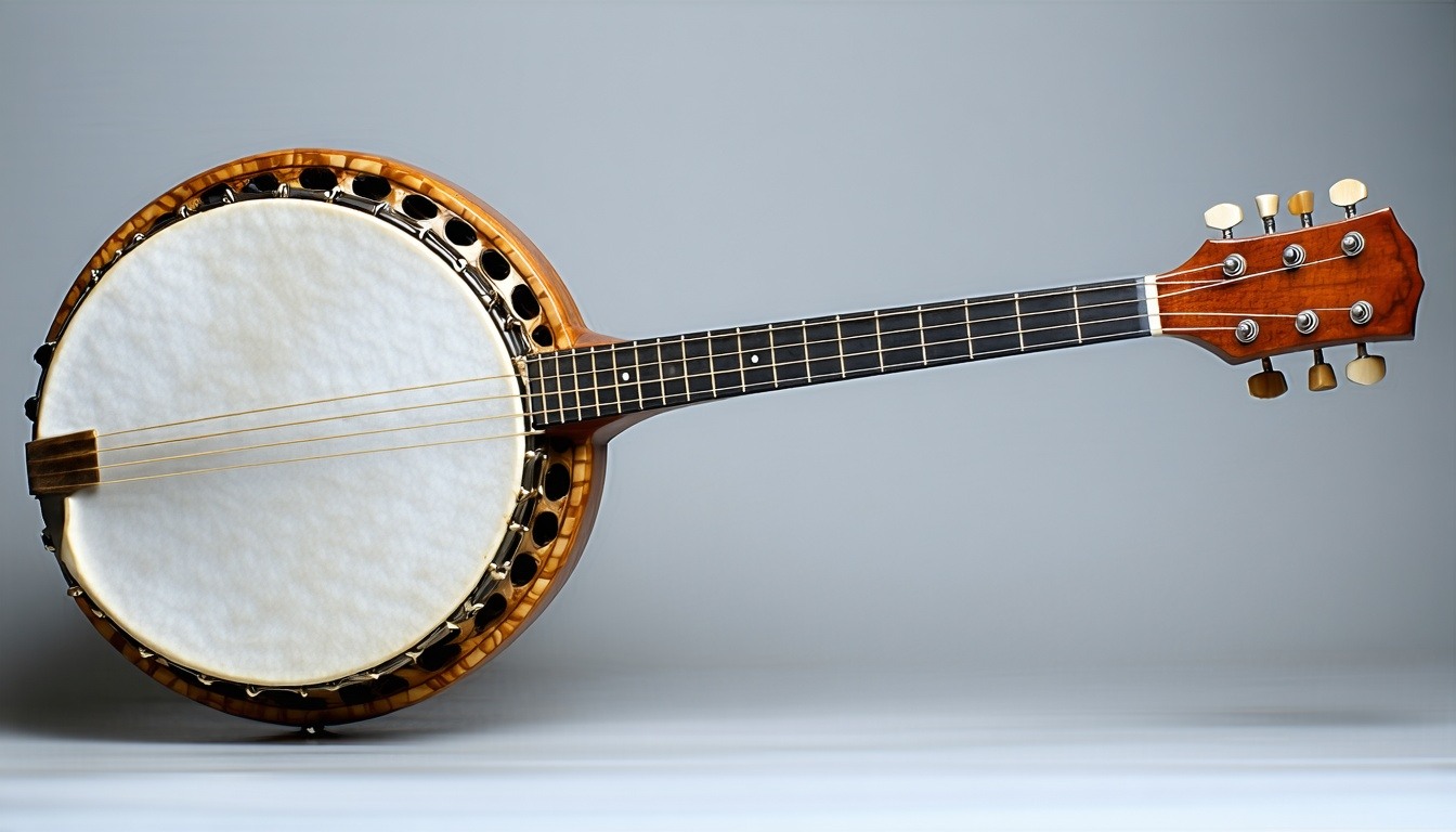 4-string gourd banjo featuring intricate woodwork.